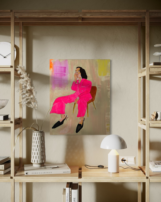 What She Carries or The Long Day, In Pink  | Canvas Print